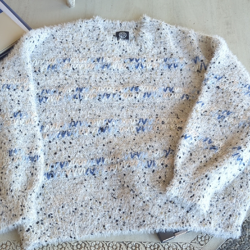 Bobeau Fuzzy Knit with Gold and Black Details